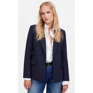 Madewell Alston Blazer Navy Blue Wool Blend Single Button Jacket Size 6